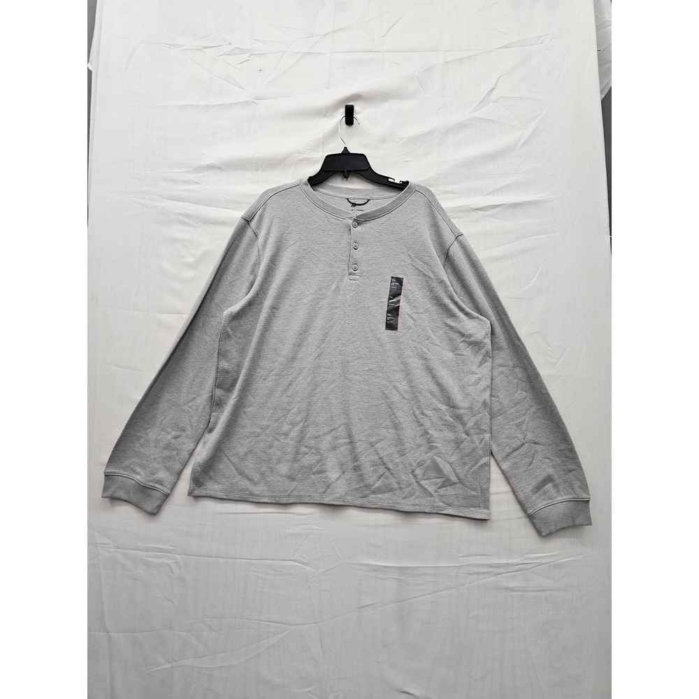 All In Motion Mens Waffle Henley Shirt XXL Cement Gray Long Sleeve 041023380 NWT